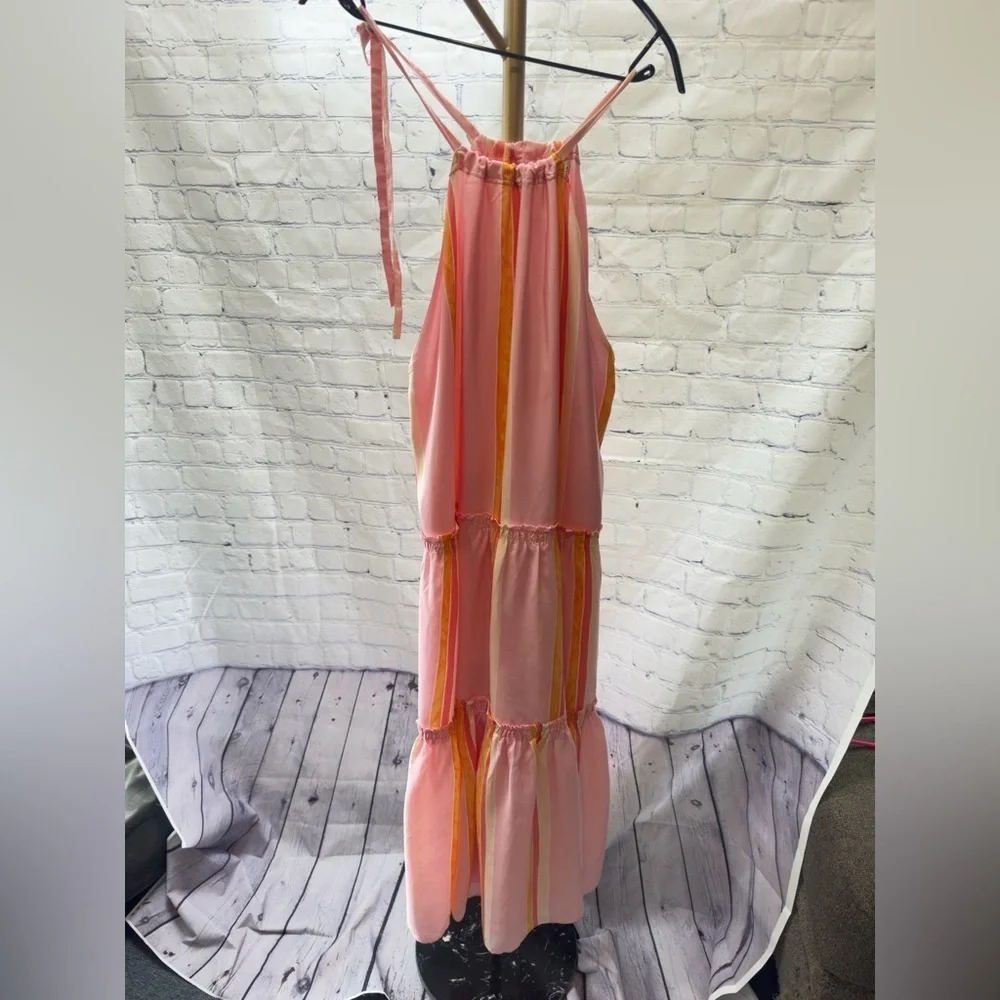 Club Monaco Pink Striped Amirra 100% silk Dress Size 12 US $298 - Picture 4 of 13